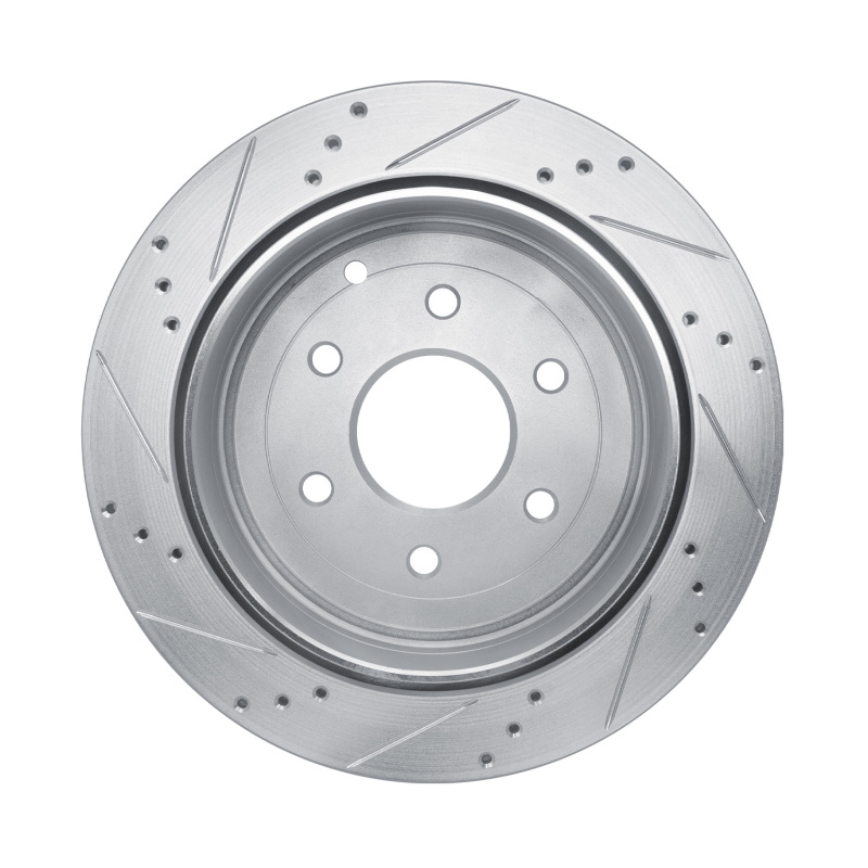 Infiniti QX80 Brake Rotor (1) - Rear Right - R1 Concepts - Drilled & Slotted - Silver - `10-`24